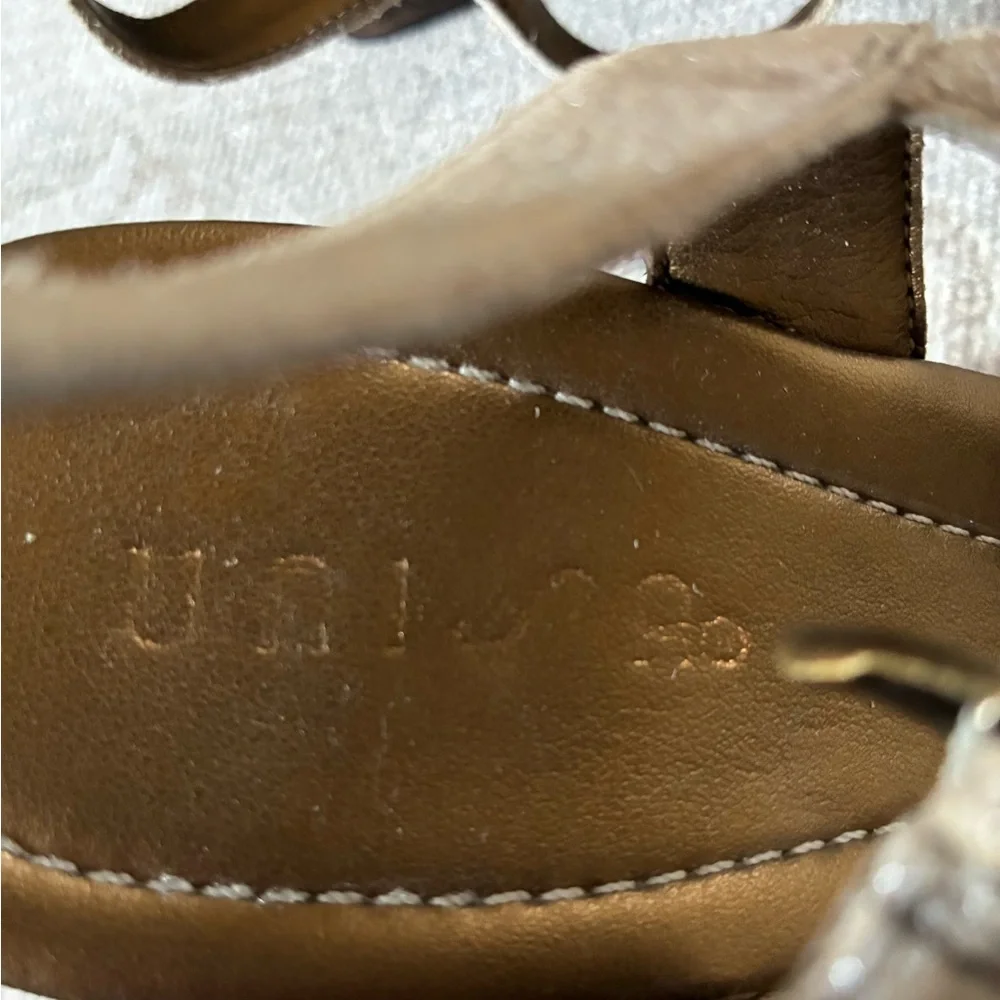 Made In Brazil Real Leather Brown and Gold Wedge Heels Size 9.5